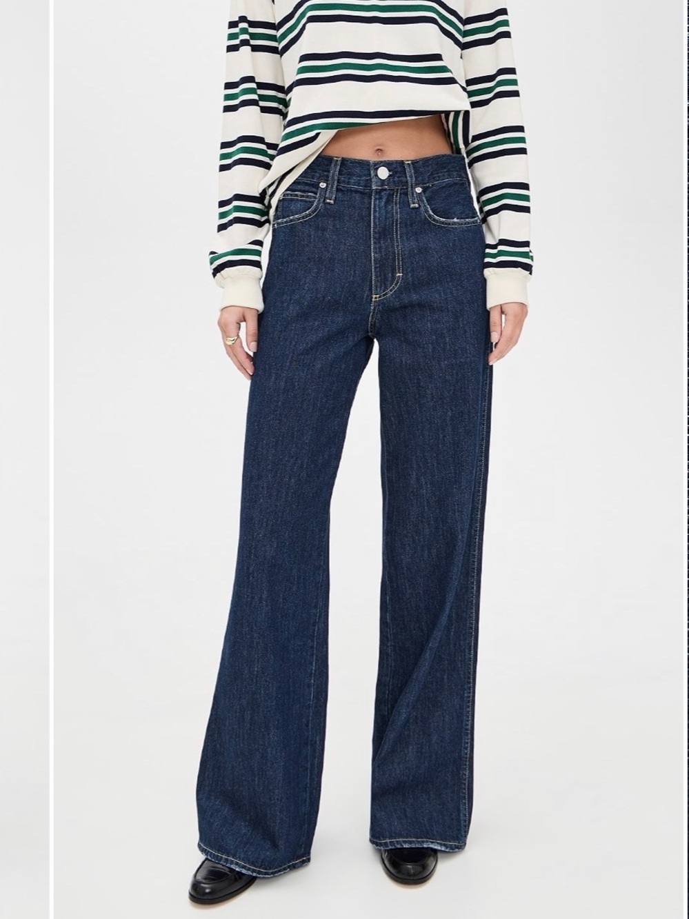 AMO Frida Denim Dark Blue Wide-Leg High-Rise Jeans